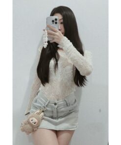 Áo Ren Dài Tay Đính Đá Chất Ren Xịn Xò Phong Cách Trẻ Trung Sang Chảnh