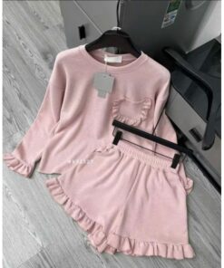 Set Áo Dài Tay Lệch Vai Kèm Quần Váy Chất Nỉ Phong Cách Trẻ Trung