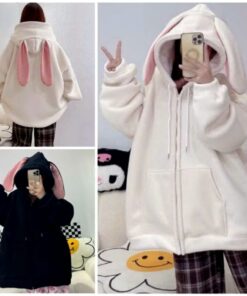 Áo Khoác Nỉ Hoạ Tiết Cute Màu Hường Xinh Xắn From Rộng Unisex Trẻ Trung Năng Động