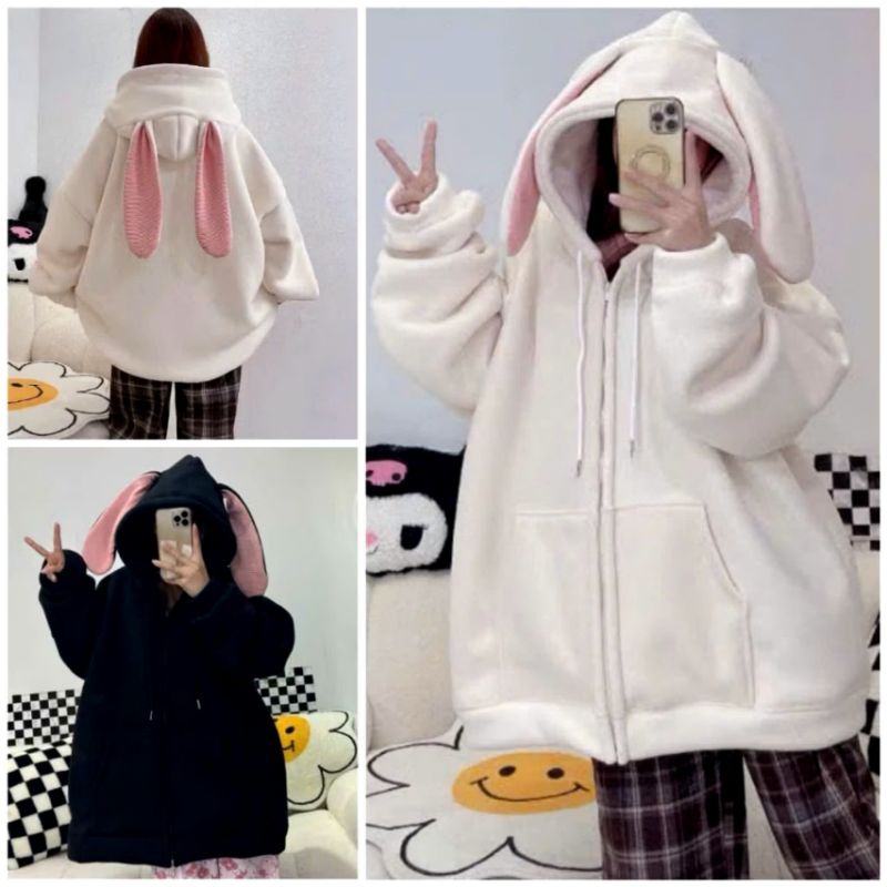 Áo Khoác Nỉ Hoạ Tiết Cute Màu Hường Xinh Xắn From Rộng Unisex Trẻ Trung Năng Động