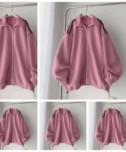 Áo Khoác Nỉ Hoạ Tiết Cute Màu Hường Xinh Xắn From Rộng Unisex Trẻ Trung Năng Động