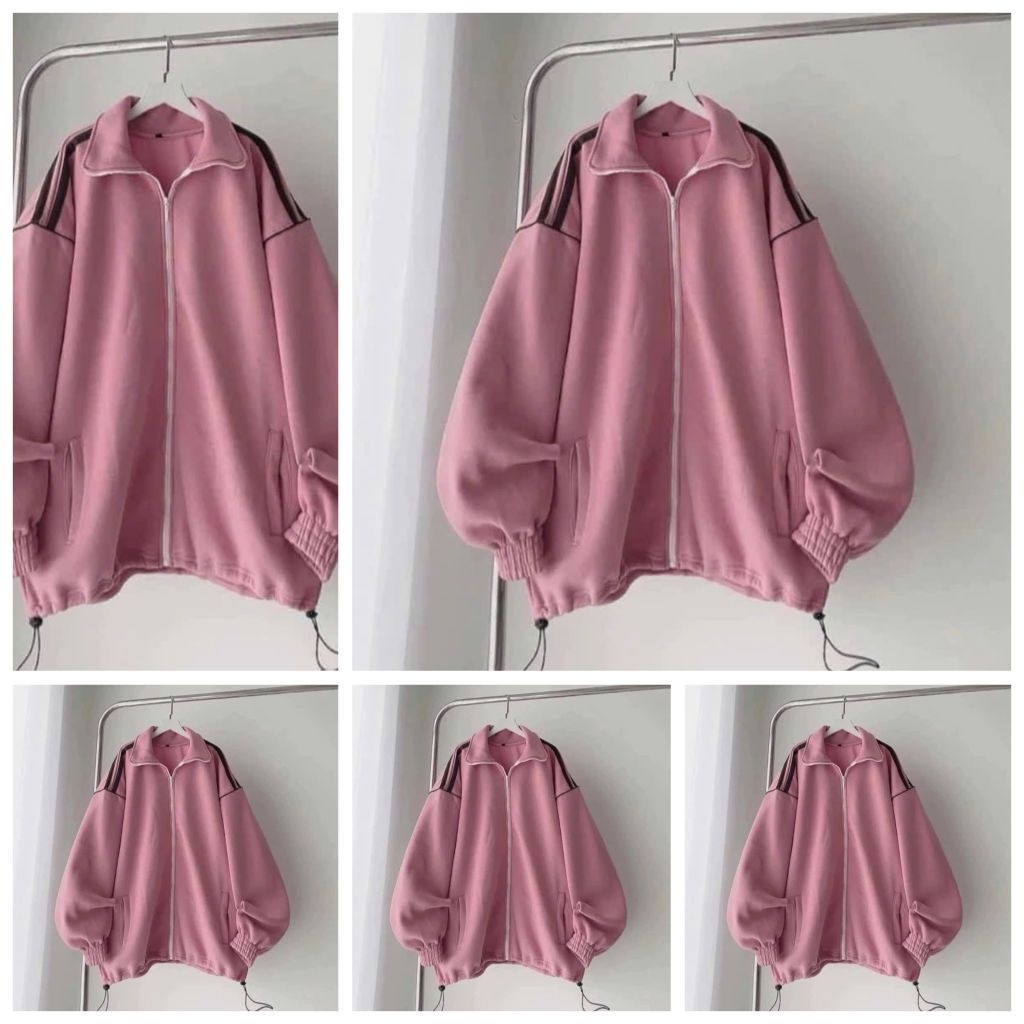 Áo Khoác Nỉ Hoạ Tiết Cute Màu Hường Xinh Xắn From Rộng Unisex Trẻ Trung Năng Động
