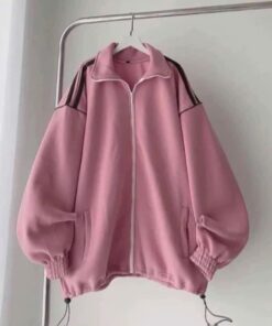 Áo Khoác Nỉ Hoạ Tiết Cute Màu Hường Xinh Xắn From Rộng Unisex Trẻ Trung Năng Động