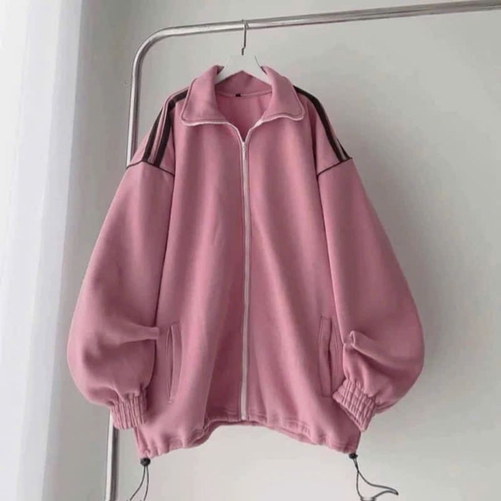 Áo Khoác Nỉ Hoạ Tiết Cute Màu Hường Xinh Xắn From Rộng Unisex Trẻ Trung Năng Động