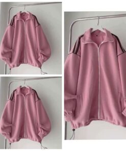 Áo Khoác Nỉ Hoạ Tiết Cute Màu Hường Xinh Xắn From Rộng Unisex Trẻ Trung Năng Động