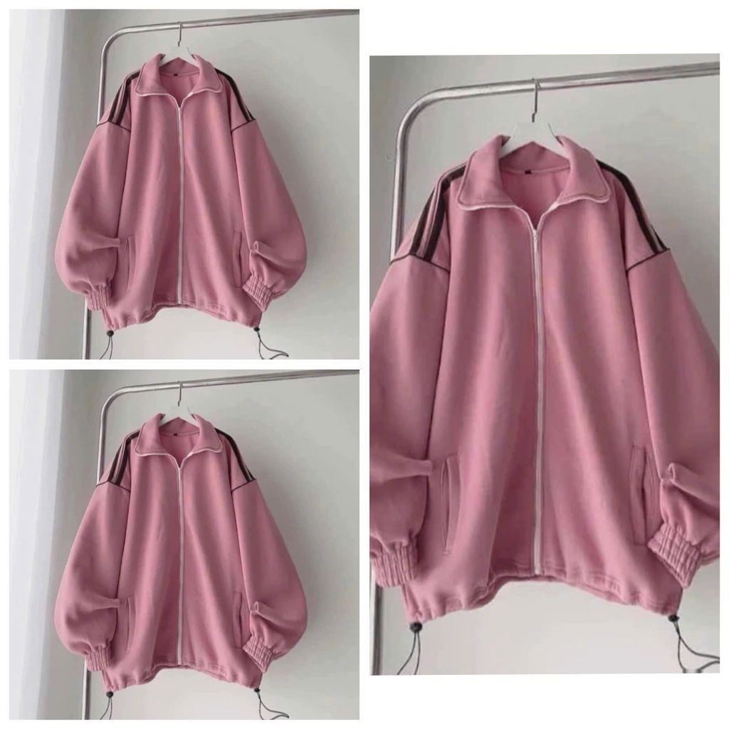 Áo Khoác Nỉ Hoạ Tiết Cute Màu Hường Xinh Xắn From Rộng Unisex Trẻ Trung Năng Động