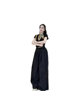 Set Đồ Basic Co Giãn Áo Thun Ôm & Quần Ống Rộng Gió Mềm Mại Tôn Dáng