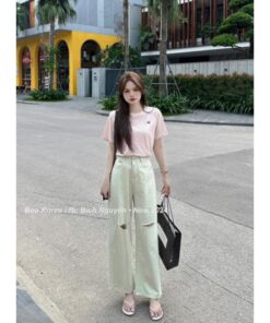 Quần Jean Xuông Be Rách Gối Chất Jean Dày Dặn Kiểu Dáng Trẻ Trung Cá Tính