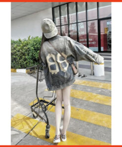 Áo Khoác Bò Jean Unisex Nam Nữ Hoạ Tiết Dập Nổi Dáng Rộng Hàng Chuẩn Xịn