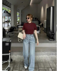 Áo thun trơn form vừa chất zip phù hợp với mọi cách phối đồ mặc thoải mái