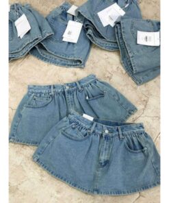 Chân Váy Jean Ngắn Trơn Chất Jean Dày Dặn Dễ Mix Đồ Hottren