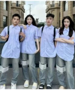 Quần Jean Ống Xuông In 4 Vạch Gối Dễ Mix Đồ Phong Cách Cá Tính Trẻ Trung