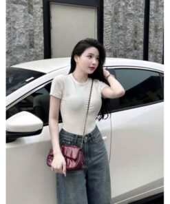 Quần Jean Ống Rộng Trơn Xanh Cạp Cao Dễ Mix Đồ Kiểu Dáng Hottren