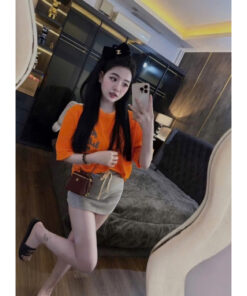 Set Áo Thun Cam From Rộng Mix Chân Váy Nỉ Hottren 2025