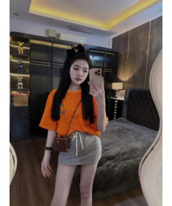Set Áo Thun Cam From Rộng Mix Chân Váy Nỉ Hottren 2025