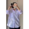 Áo Sơ Mi Trắng Dài Tay From Rộng Kiểu Dáng Basic Trẻ Trung