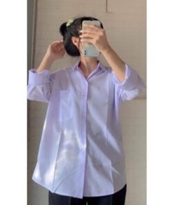 Áo Sơ Mi Trắng Dài Tay From Rộng Kiểu Dáng Basic Trẻ Trung