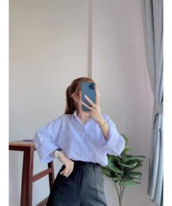 Áo Sơ Mi Trắng Dài Tay From Rộng Kiểu Dáng Basic Trẻ Trung