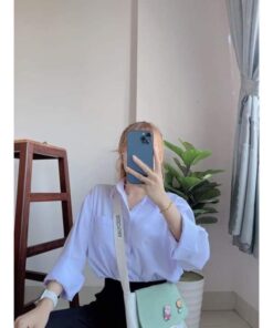 Áo Sơ Mi Trắng Dài Tay From Rộng Kiểu Dáng Basic Trẻ Trung