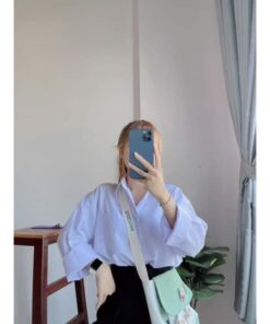 Áo Sơ Mi Trắng Dài Tay From Rộng Kiểu Dáng Basic Trẻ Trung