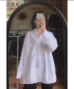 Áo Sơ Mi Trắng Dài Tay From Rộng Kiểu Dáng Basic Trẻ Trung