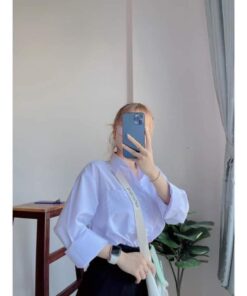 Áo Sơ Mi Trắng Dài Tay From Rộng Kiểu Dáng Basic Trẻ Trung