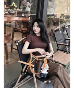 Set Bộ Áo Croptop Mix Quần Kaki Ống Xuông Hottren