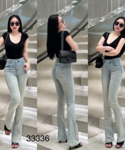 Quần Jean Ống Loe Thêu Chất Jean Co Giãn Dày Dặn Dễ Mix Đồ Trẻ Trung