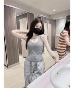 Set Bộ Đồ Nữ ,Áo 2 Dây Bản To Mix Quần Ống Rộng In Chữ Chaneo Hotttren