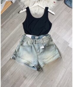 Set Áo 2 Dây Mix Quần Short Bò Kiểu Dáng Trẻ Trung Cá Tính