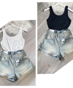 Set Áo 2 Dây Mix Quần Short Bò Kiểu Dáng Trẻ Trung Cá Tính