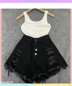 Set Áo 2 Dây Mix Quần Short Bò Kiểu Dáng Trẻ Trung Cá Tính