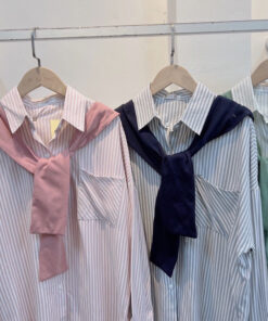Áo Sơ Mi Dài Tay Kẻ Nhỏ Kèm Khăn From Dáng Unisex Trẻ Trung Hottren