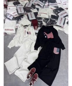 Sét Bộ Unisex Áo Khoác Zip Nỉ bông Hình Cờ Siêu Đẹp - Áo Khoác Hoodie Mix Quần Suông Form Rộng Boxy Nam Nữ Đủ Mẫu Hot