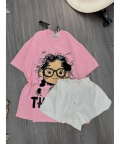 Sét áo thun cô gái things kết hợp quần short trắng xinh xắn Set đồ trẻ trung, năng động và dễ thương