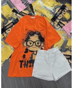 Sét áo thun cô gái things kết hợp quần short trắng xinh xắn Set đồ trẻ trung, năng động và dễ thương
