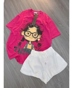 Sét áo thun cô gái things kết hợp quần short trắng xinh xắn Set đồ trẻ trung, năng động và dễ thương
