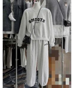 Sét Bộ Nữ, Bộ Nỉ Chữ Chất Nỉ Bông Cotton Mềm Mại Dáng Áo Thụng Kèm Quần Chun Gấu Trẻ Trung Kiểu Dáng Hàn Quốc