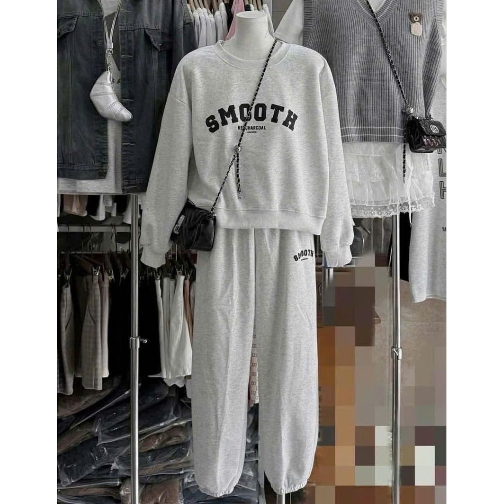 Sét Bộ Nữ, Bộ Nỉ Chữ Chất Nỉ Bông Cotton Mềm Mại Dáng Áo Thụng Kèm Quần Chun Gấu Trẻ Trung Kiểu Dáng Hàn Quốc