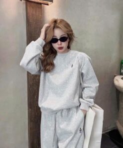 Sét Bộ Nữ, Bộ Nỉ Chữ Chất Nỉ Bông Cotton Mềm Mại Dáng Áo Thụng Kèm Quần Chun Gấu Trẻ Trung Kiểu Dáng Hàn Quốc