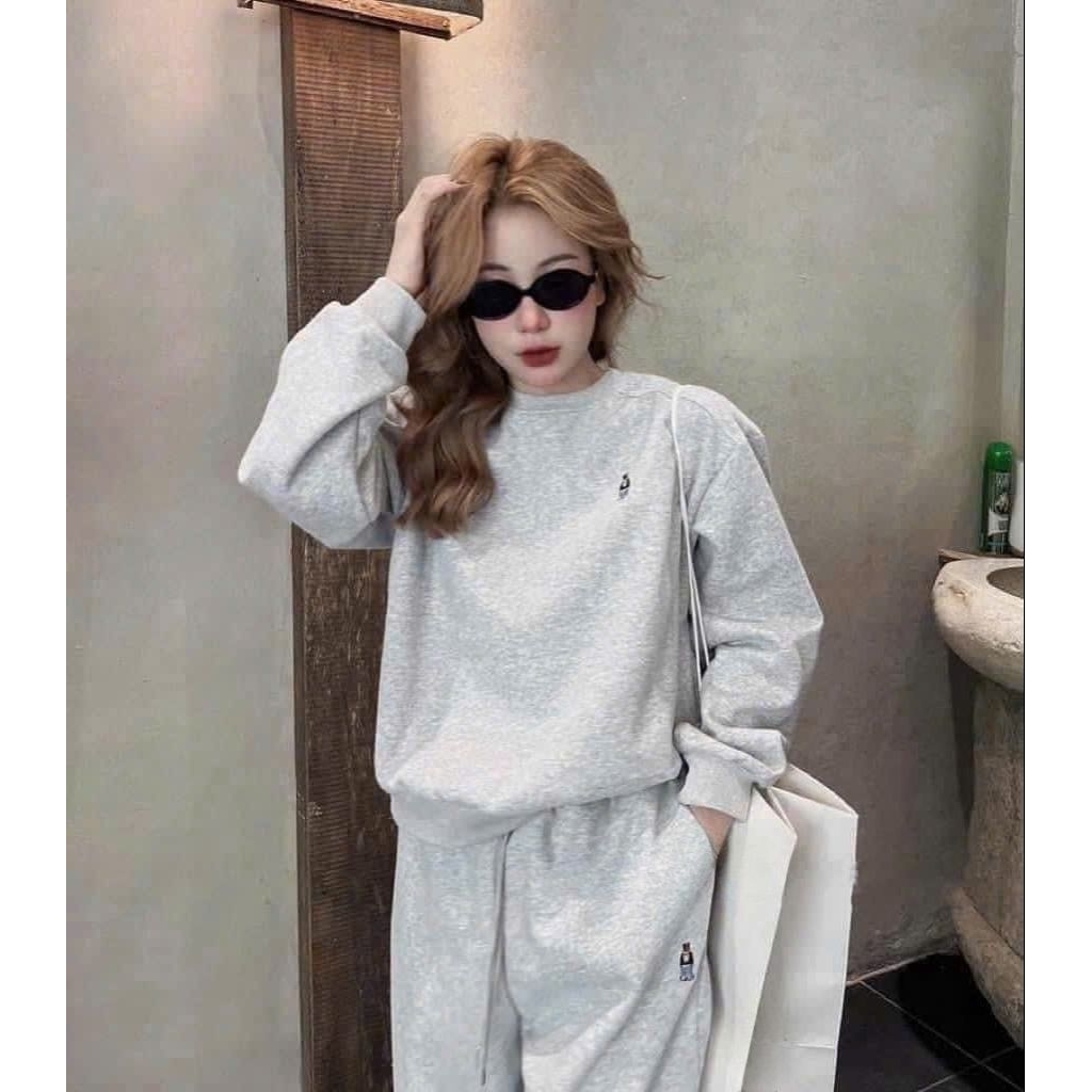 Sét Bộ Nữ, Bộ Nỉ Chữ Chất Nỉ Bông Cotton Mềm Mại Dáng Áo Thụng Kèm Quần Chun Gấu Trẻ Trung Kiểu Dáng Hàn Quốc