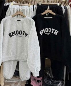 Sét Bộ Nữ, Bộ Nỉ Chữ Chất Nỉ Bông Cotton Mềm Mại Dáng Áo Thụng Kèm Quần Chun Gấu Trẻ Trung Kiểu Dáng Hàn Quốc