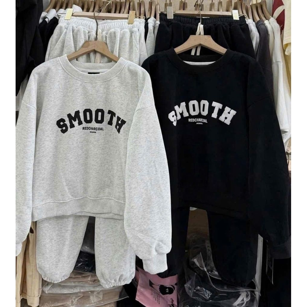 Sét Bộ Nữ, Bộ Nỉ Chữ Chất Nỉ Bông Cotton Mềm Mại Dáng Áo Thụng Kèm Quần Chun Gấu Trẻ Trung Kiểu Dáng Hàn Quốc