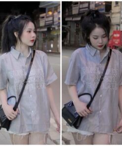 Áo Sơ Mi Cộc Tay Hoạ Tiết Túi Chất Cotton Lụa Xịn From Dáng Trẻ Trung