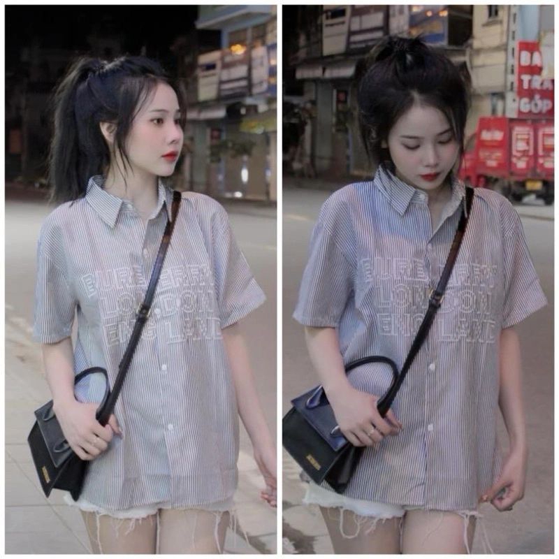 Áo Sơ Mi Cộc Tay Hoạ Tiết Túi Chất Cotton Lụa Xịn From Dáng Trẻ Trung