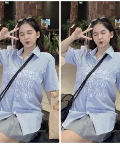 Áo Sơ Mi Cộc Tay Hoạ Tiết Túi Chất Cotton Lụa Xịn From Dáng Trẻ Trung