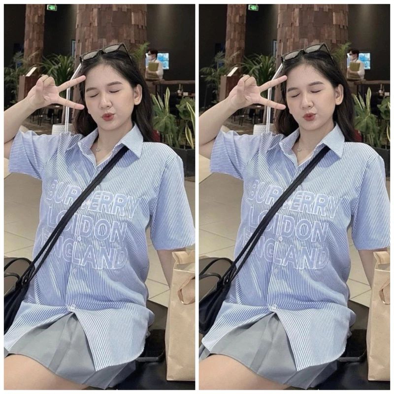 Áo Sơ Mi Cộc Tay Hoạ Tiết Túi Chất Cotton Lụa Xịn From Dáng Trẻ Trung