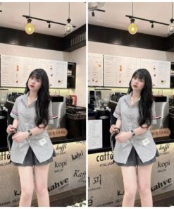 Áo Sơ Mi Cộc Tay Hoạ Tiết Túi Chất Cotton Lụa Xịn From Dáng Trẻ Trung