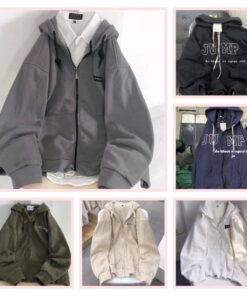 [sẵn] Áo Khoác Nỉ Zip Kéo TAG MAY CHỮ THENOAH ( xám + trắng nhạt )