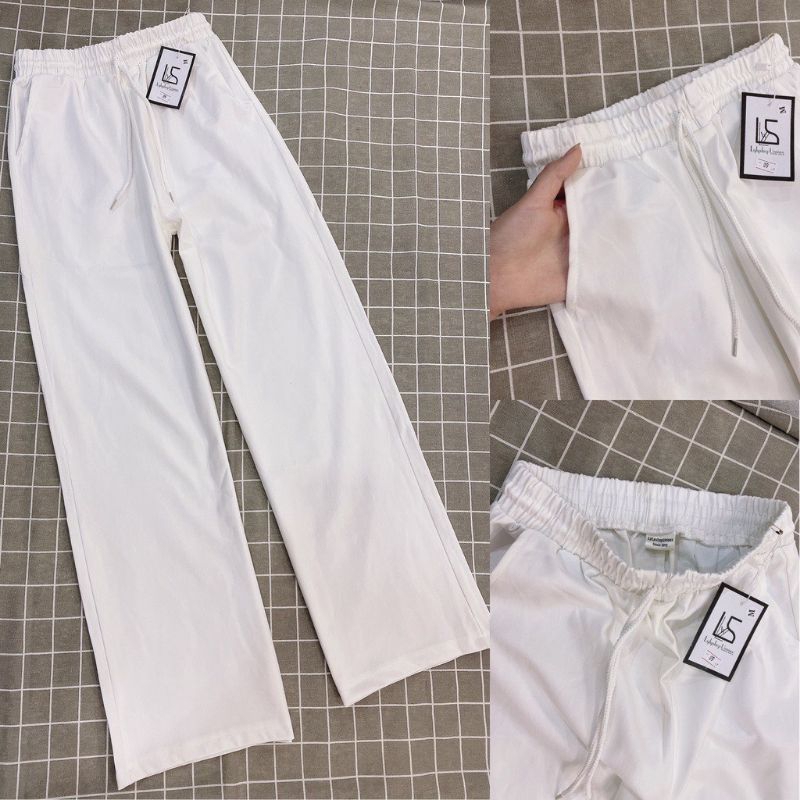 Quần Ống Rộng Túi Nắp Cạp Chun, Chất Quần Kaki Mềm Mịn sihoangngan